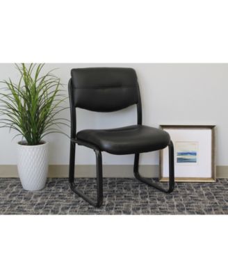 Leather Sled Base Side Chair W/ Arms