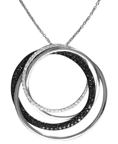 Caviar by EFFY Black Diamond and White Diamond Circle Pendant (1 ct. t ...