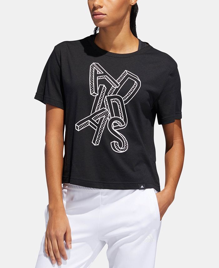 adidas Logo-Graphic ClimaLite® Cropped T-Shirt - Macy's