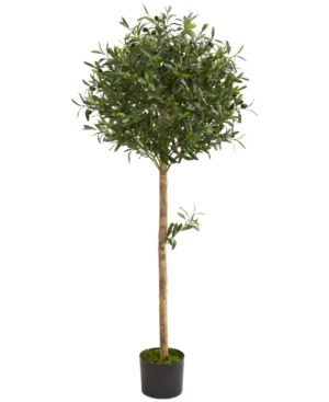 Nearly Natural 5' Olive Topiary Artificial Tree In Green