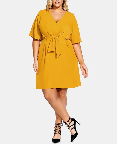 City Chic Plus Size Knot Front Dress Created For Macy S Reviews