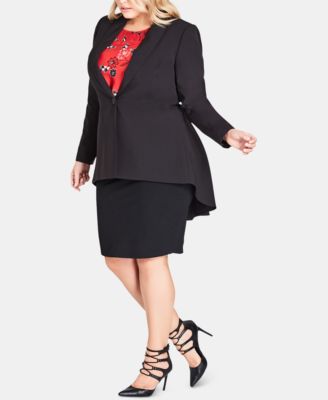 City Chic - Trendy Plus Size Pleated Tail-Coat Topper Jacket