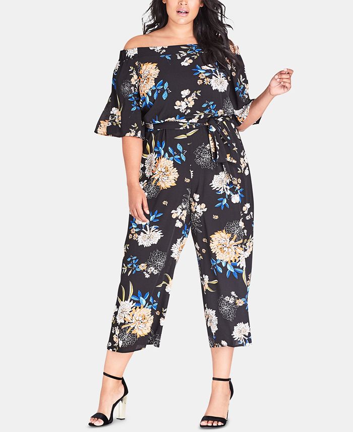 City Chic Plus Size Azalea Floral Jumpsuit - Macy's