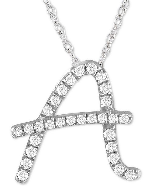 Macy's Diamond Initial Pendant Necklace (1/10 ct. t.w.) in Sterling