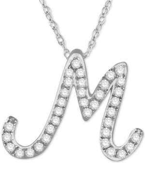 image of Diamond Initial Pendant Necklace (1/10 ct. t.w.) in Sterling Silver, 16