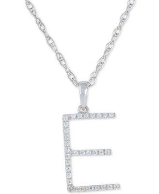 Diamond (1/10 ct. t.w.) Initial Pendant Necklace in 10k White Gold, 16" + 2" extender