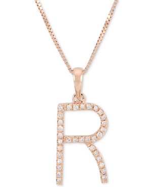 image of Diamond (1/10 ct. t.w.) Initial Pendant Necklace in 10k Rose Gold, 16