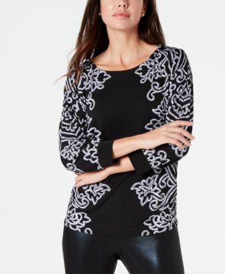 JM Collection - Embellished Dolman Top