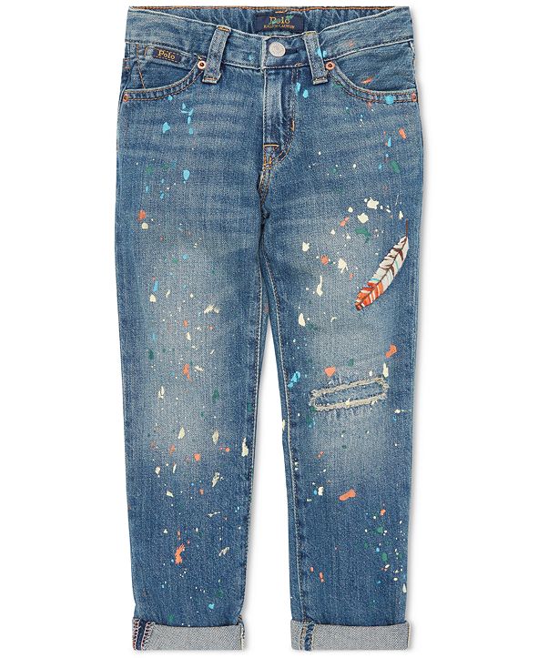 Polo Ralph Lauren Toddler Girls Embroidered Astor Cotton Slim Jeans