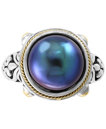 EFFY Collection - Dyed Cultured Freshwater Pearl (12mm) Ring in Sterling Silver & 18k Gold Over Silver