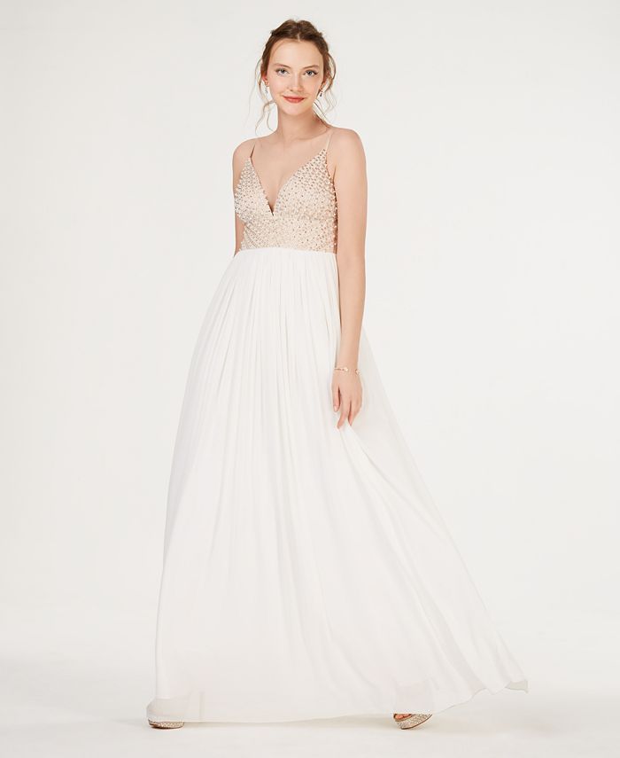Speechless Juniors' Embellished Tulle-Underlay Gown, Created for Macy's ...