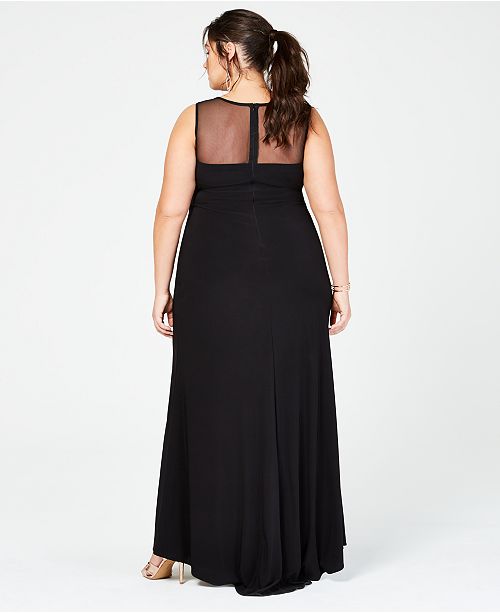 Morgan & Company Women's Plus Off The Shoulder Bodice High Low Hem Ballgown Black Size 22W