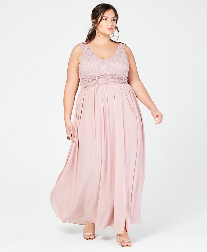City Studios Women's Trendy Plus Chiffon Slit Gown Blue Size 20W