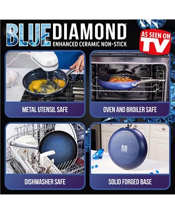 Blue Diamond 11 in. Aluminum Ceramic Nonstick Griddle in Blue