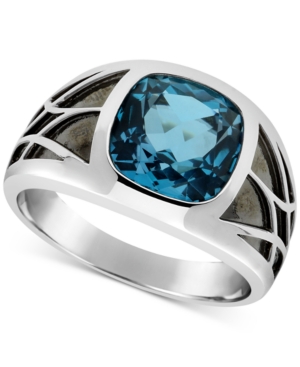 image of Men-s London Blue Topaz Ring (5-5/8 ct. t.w.) in Sterling Silver & Black Rhodium-Plate