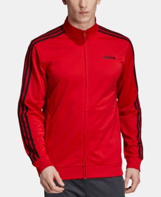 red adidas jacket with black stripes