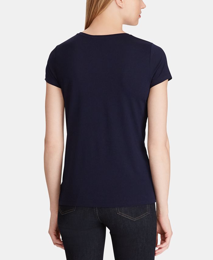Lauren Ralph Lauren Petite Foil-Logo T-Shirt - Macy's