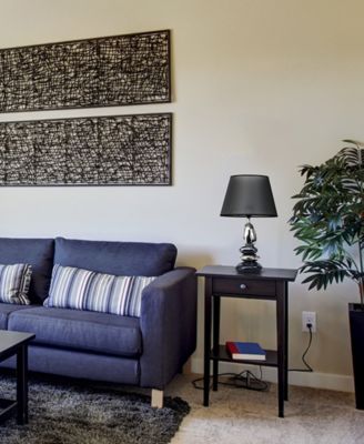 Elegant Designs Stacked Chrome and Metallic Blue Stones Ceramic Table Lamp with Black Shade