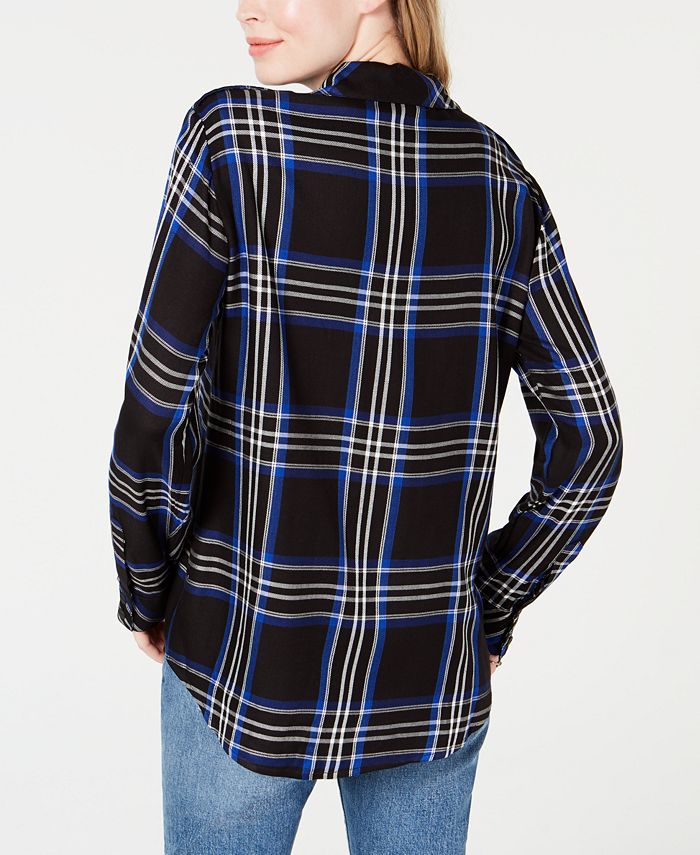 Sanctuary Plaid RollTab Sleeve Top Macy's