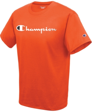 Champion Men's Script Logo T-shirt In Spicy Orange