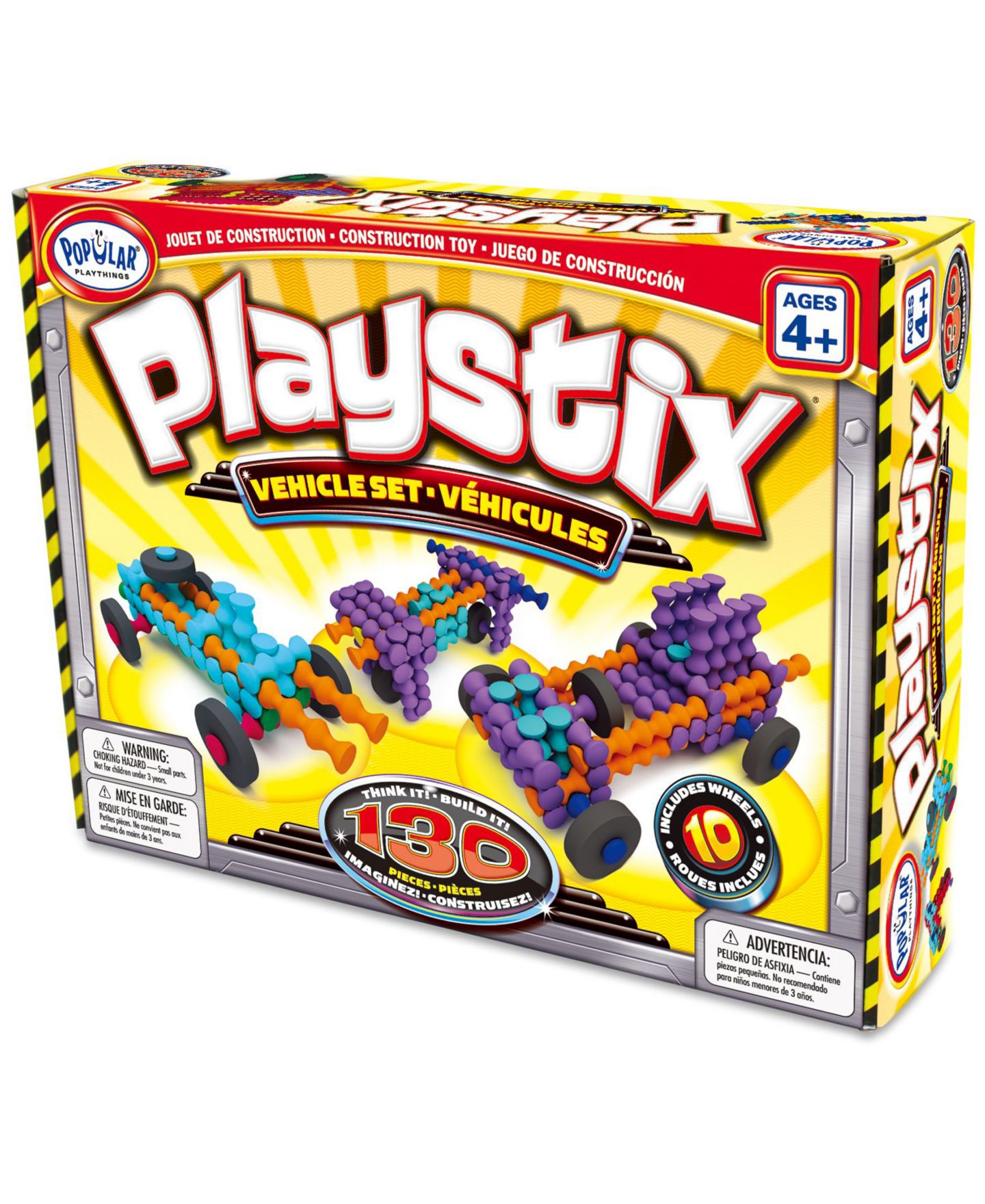 Детский конструктор Popular Playthings Vehicles Playstix 130-Piece Building Set, Ages 4+ — фото 1