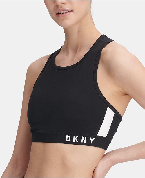 DKNY Sports Logo Racerback Medium-Support Sports Bra, Created for Macy ...