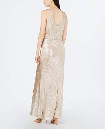 Calvin Klein Allover Metallic Blouson Gown Macy s