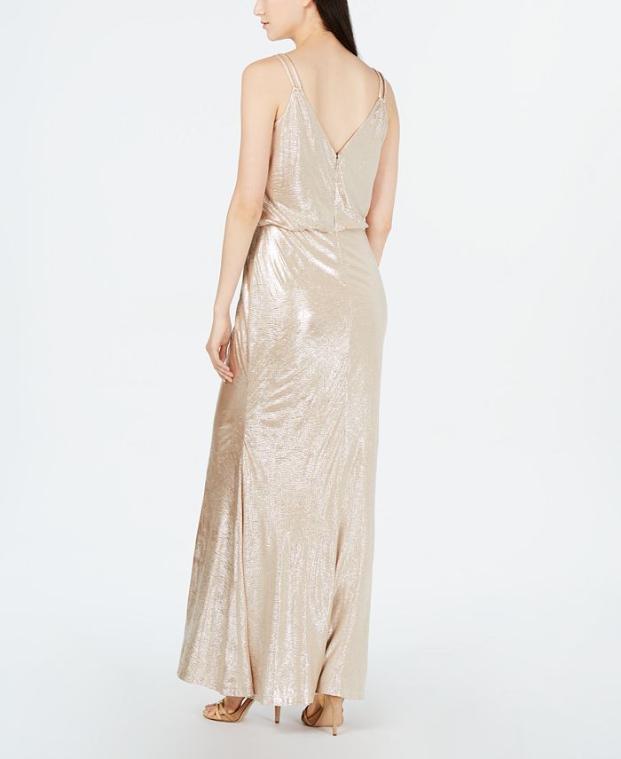 Calvin Klein Allover Metallic Blouson Gown - Macy's