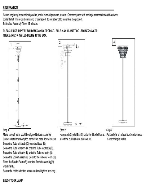 JONATHAN Y Jemma Crystal, Metal Led Floor Lamp
