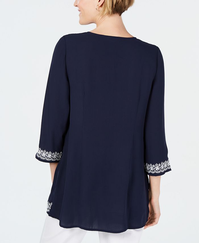 Charter Club Embroidered SplitNeck Tunic, Created for Macy's Macy's