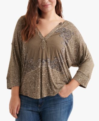 Lucky Brand - Plus Size Printed High-Low Top
