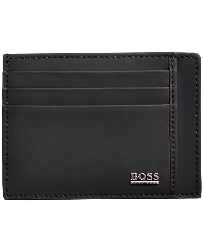 Hugo Boss Signature Matte Leather Cardholder - Macy's