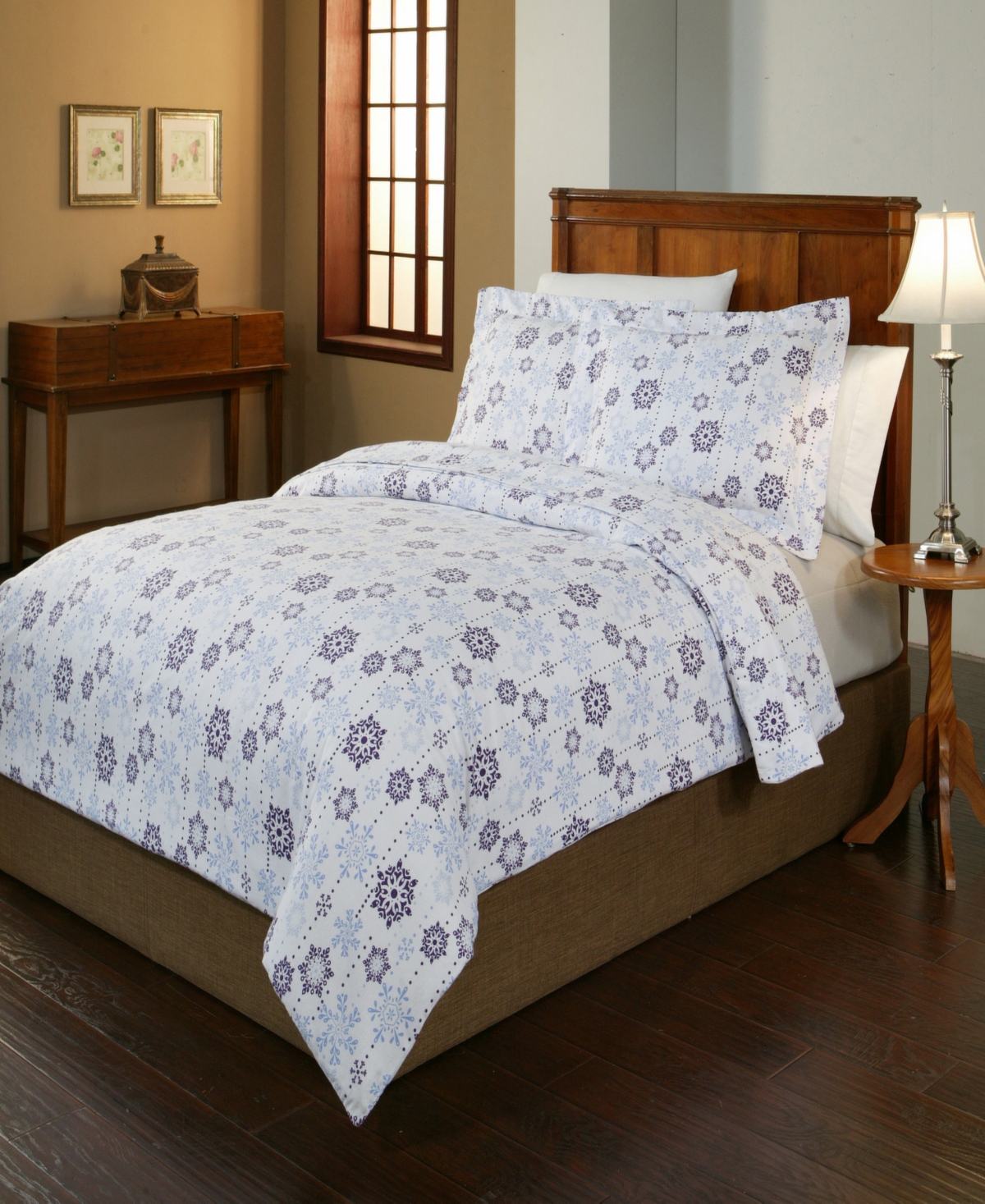 Pointehaven Snowdrop Print Luxury Size Cotton Flannel Duvet Set Twin Twin Xl Bedding In Snow Drop