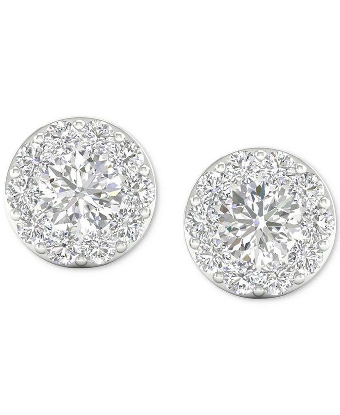 Macy's Diamond Halo Stud Earrings (1 ct. t.w.) in 14k White Gold ...