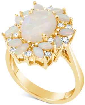 image of Opal (2-1/5 ct. t.w.) & Diamond (1/4 ct. t.w.) Ring in 14k Gold