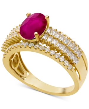 image of Ruby (1-1/3 ct. t.w.) & Diamond (5/8 ct. t.w.) Ring in 14k White Gold (Also Available In Emerald)