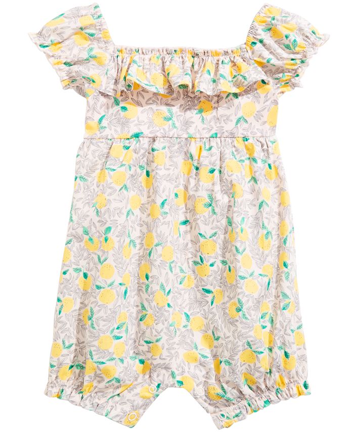 First Impressions Baby Girls LemonPrint Cotton Romper, Created for