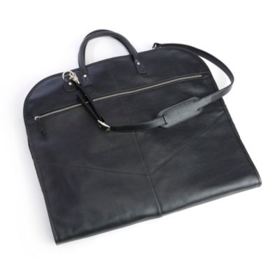 black leather garment bag