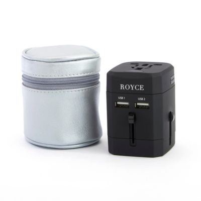 Travel Adapter in Leather Carrying Case