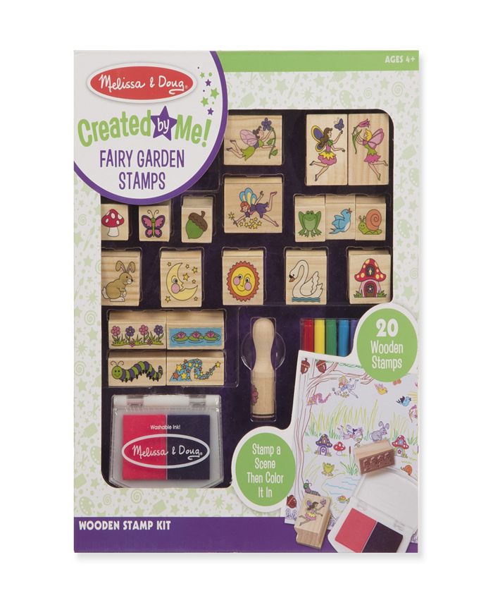 Melissa & Doug Stamp-a-Scene Stamp Pad: Fairy Garden - 20 Wooden Stamps, 5  Colored Pencils, and 2-Color Stamp Pad 