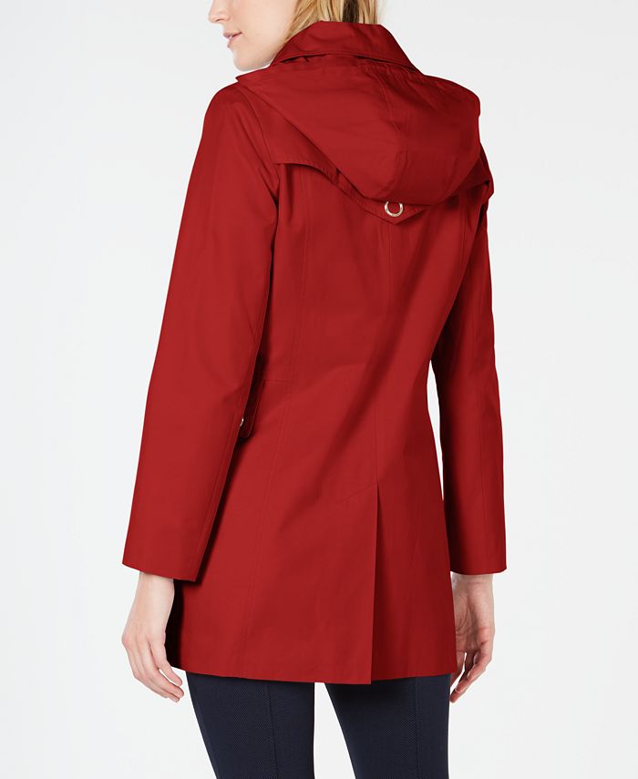 Anne Klein Petite Hooded Water-Resistant Raincoat - Macy's