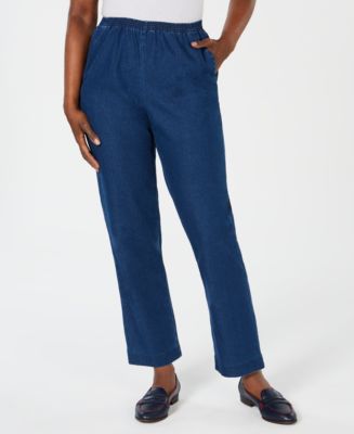 Karen Scott Petite Pull-On Straight-Leg Jeans, Created for Macy's - Macy's
