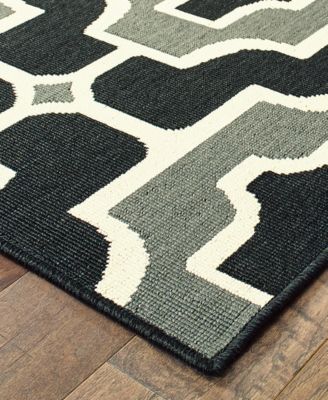 Marina 1491Z Black/Gray 7'10" x 10'10" Indoor/Outdoor Area Rug