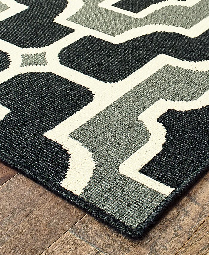 Oriental Weavers - Marina 1491Z Black/Gray 2'3" x 7'6" Indoor/Outdoor Runner Area Rug