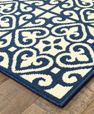 Oriental Weavers Marina 5927b Ivory Navy Indoor Outdoor Rug In Multi