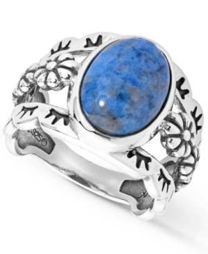 image of American West Three Row Denim Lapis Ring in Sterling Silver