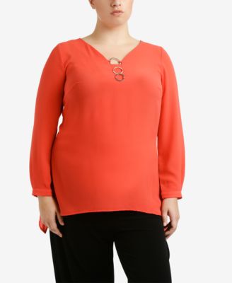 NY Collection - Plus Size Three-Ring Top