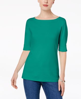 Karen Scott - Cotton Elbow-Sleeve Top, Created for Macy's