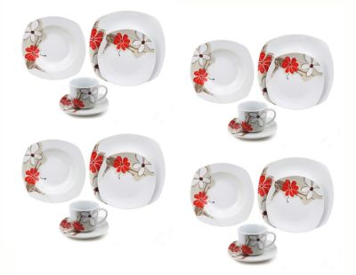 Porcelain 20 Piece Square Dinnerware Set Service for 4