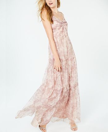 Adrianna papell printed ruched chiffon gown discount